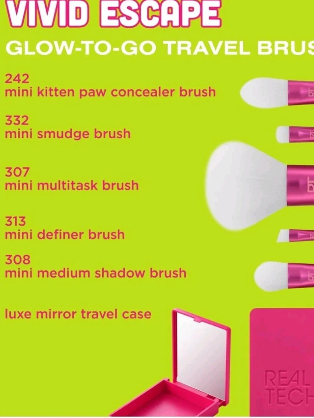 Real Techniques Vivid Escape Glow-To-Go Travel Brush Set